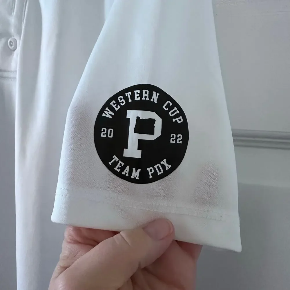 Port Authority White Youth L Golf Polo - Some Staining